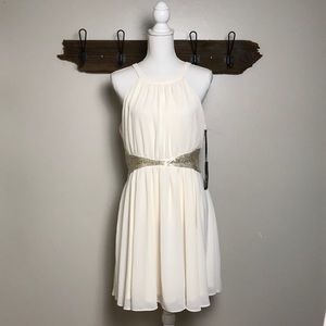 Lulu's Cream Dress with Gold Accents